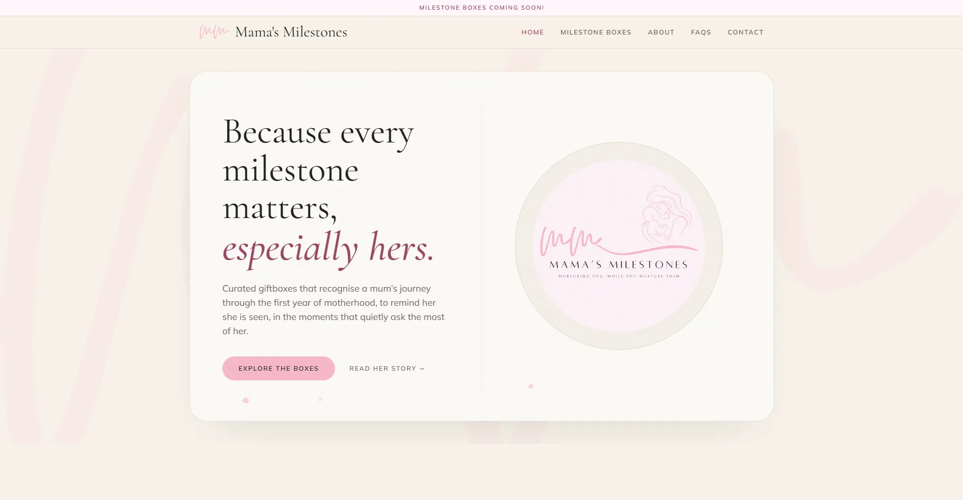 Mama's Milestones — E-Commerce website built with Pubd